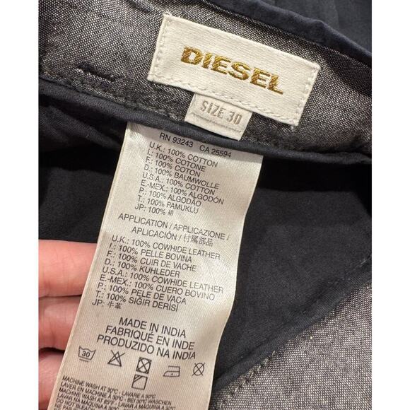 Diesel Black Chino Cotton Shorts Men’s Size 30 Button Fly Slim Fit Everyday - Picture 6 of 7
